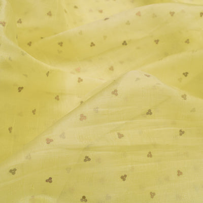 Yellow Bailu Fabric with Sequins Design