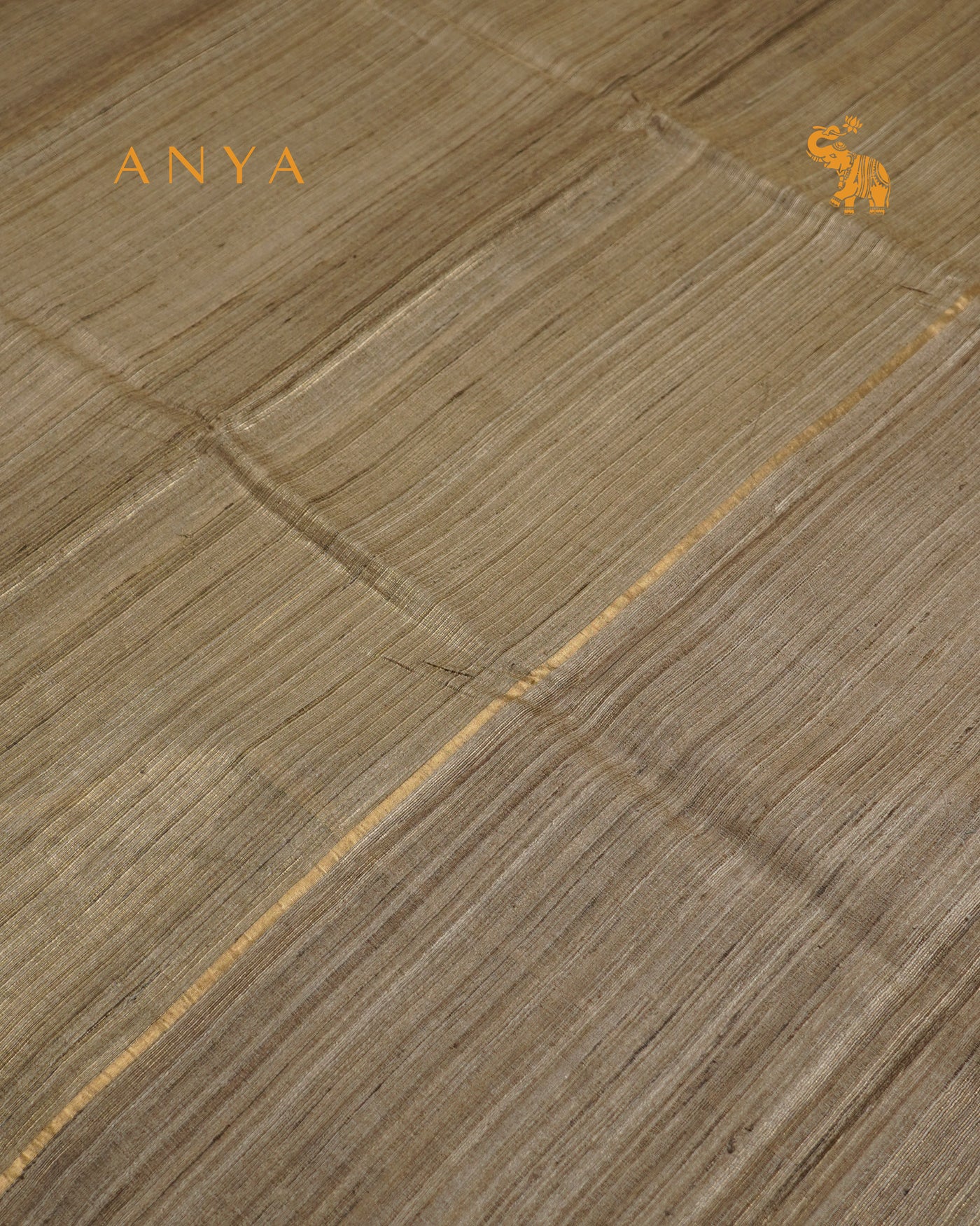 Light Brown Tussar Silk Saree with Stripes Design