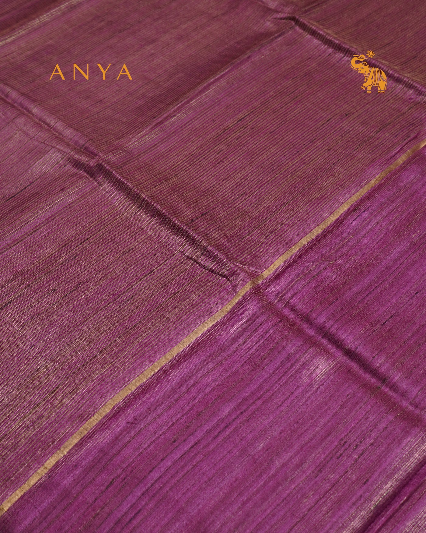 Magenta Tussar Silk Saree with Stripes Design