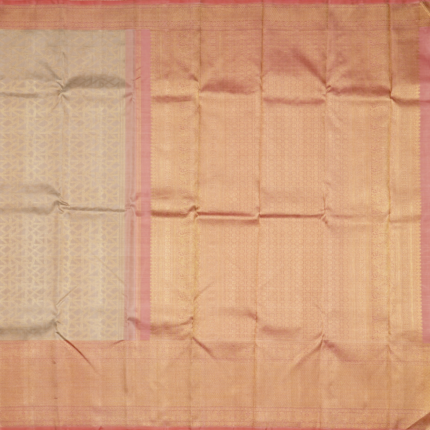 Onion Pink Kanchipuram Silk Saree with Golden Zari Design