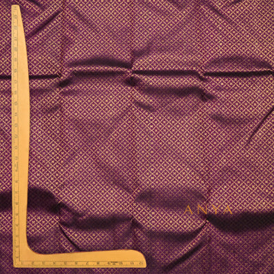 Black Magenta Kanchi Silk Fabric with Jacquard Design