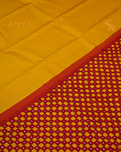 Yellow Kanchi Silk Saree with Zari Kattam Design