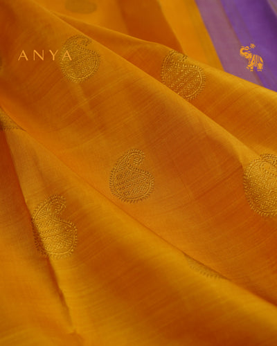 Mustard Kanchi Silk Saree with Zari Butta Design