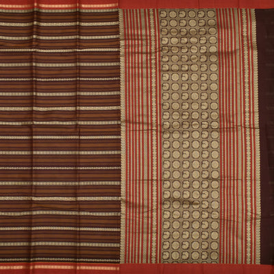 V Pakku Kanchi Cotton Saree with Thread Lines Design
