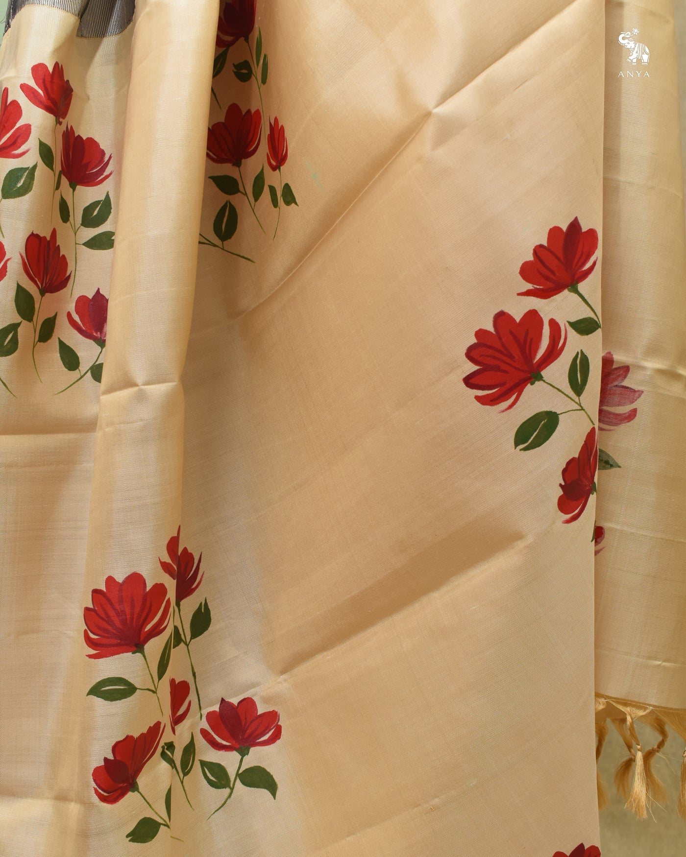 Black Arakku Hand Painted Kanchi Silk Saree with Zari Lines Design