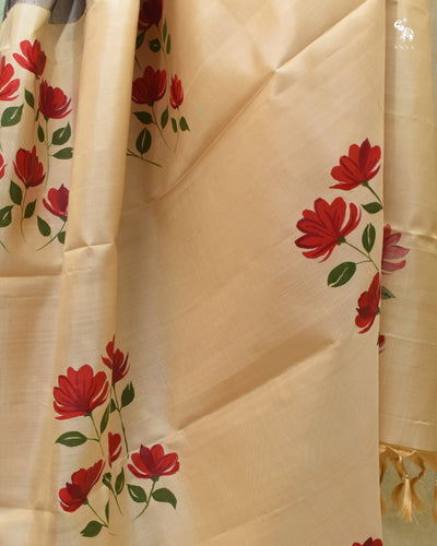 Black Arakku Hand Painted Kanchi Silk Saree with Zari Lines Design