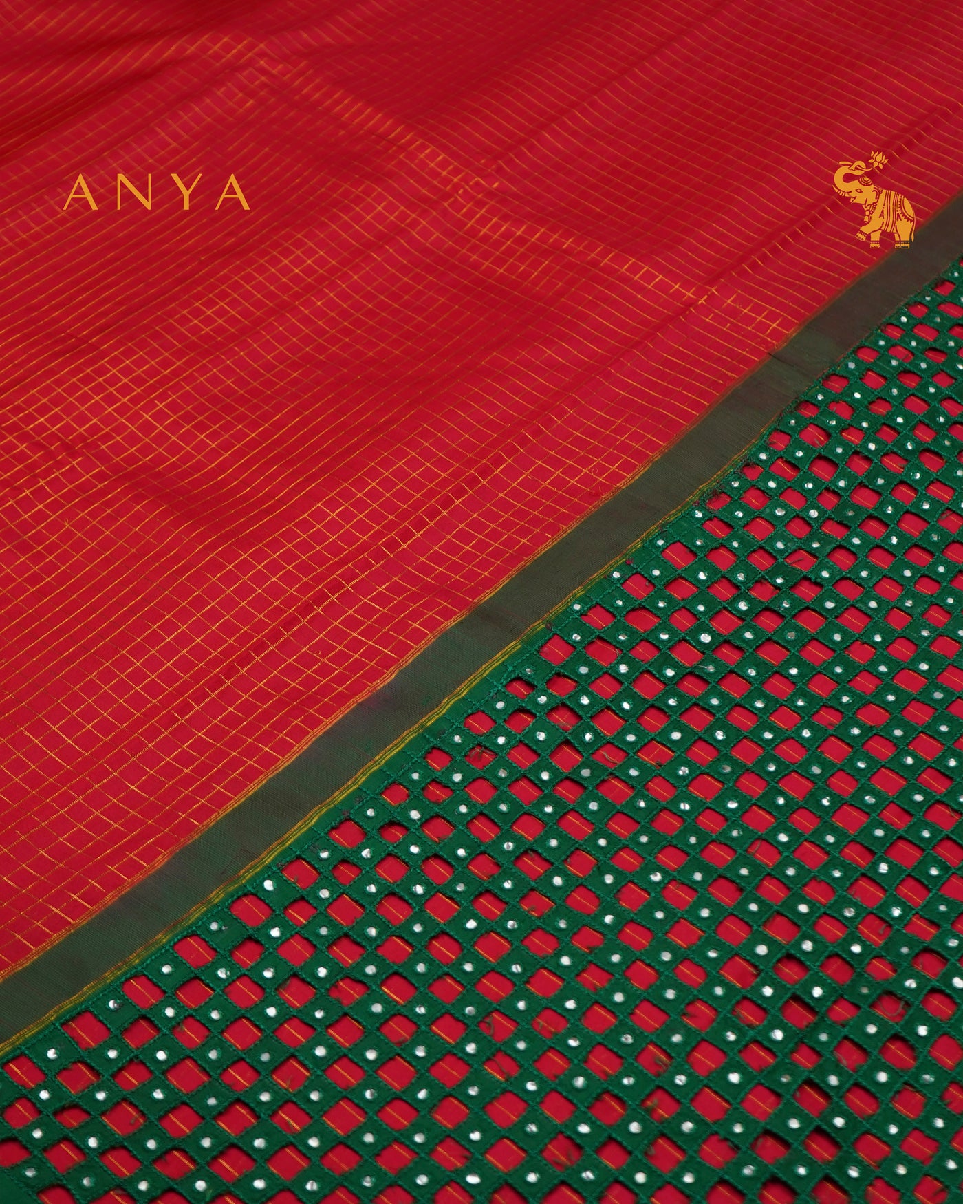 Red Kanchi Silk Saree with Zari Kattam Design