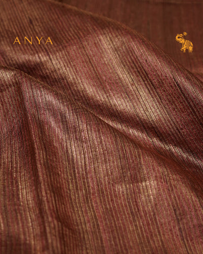 Arakku Red Tussar Silk Saree with Stripes Design