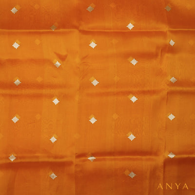 Oil Mustard Organza Fabric with Zari Butta Design