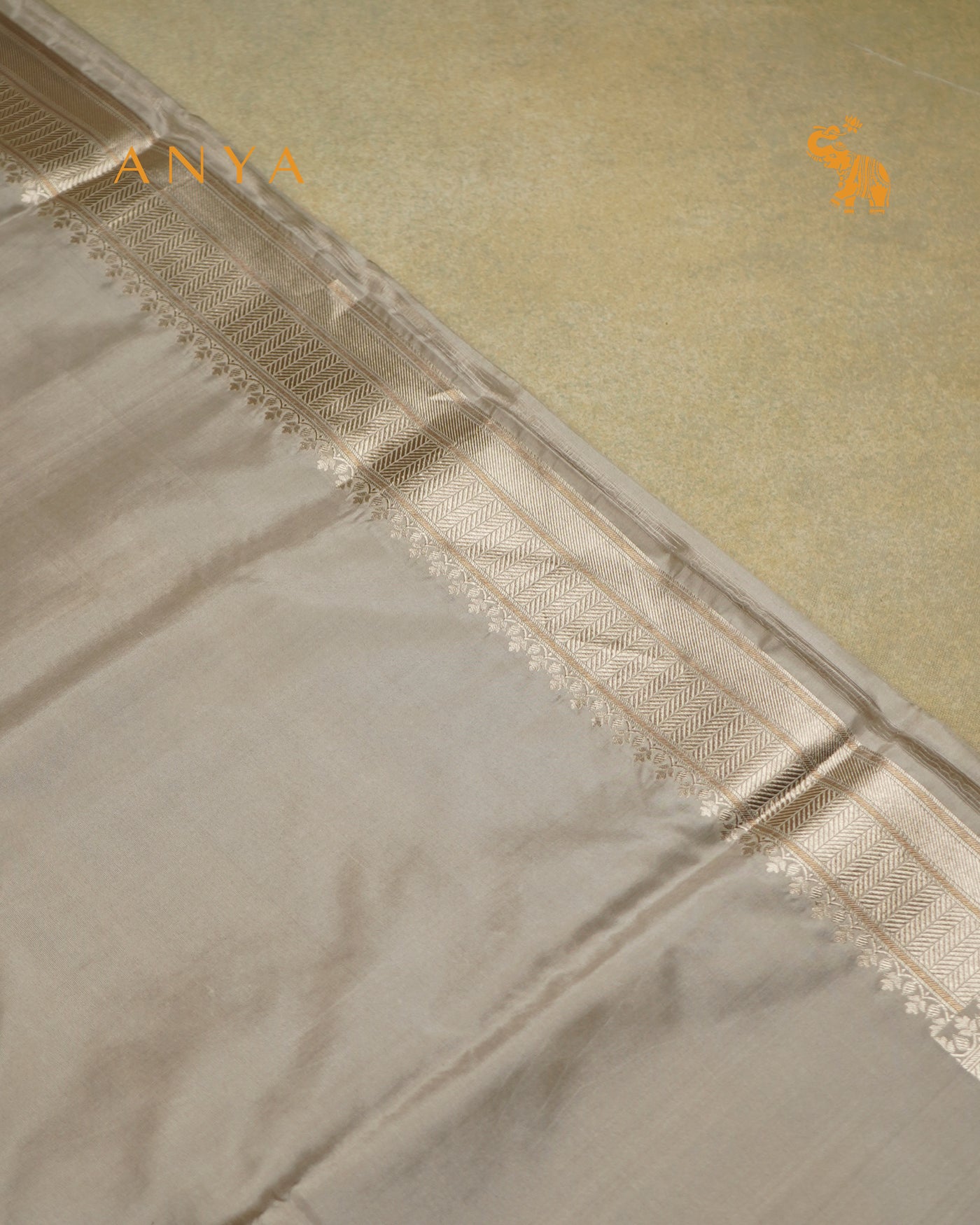 Off White Banarasi Silk Saree with Floral Creeper Design