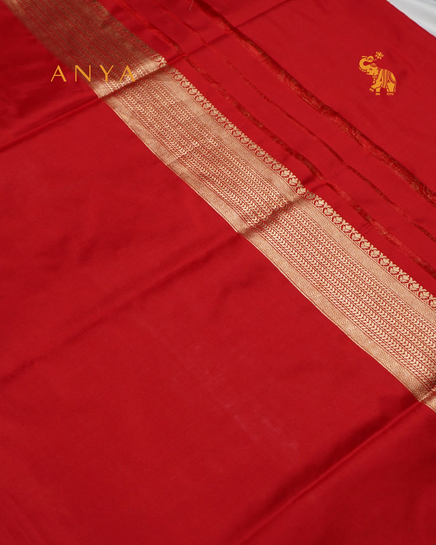 Red Banarasi Silk Saree with Floral Creeper Design