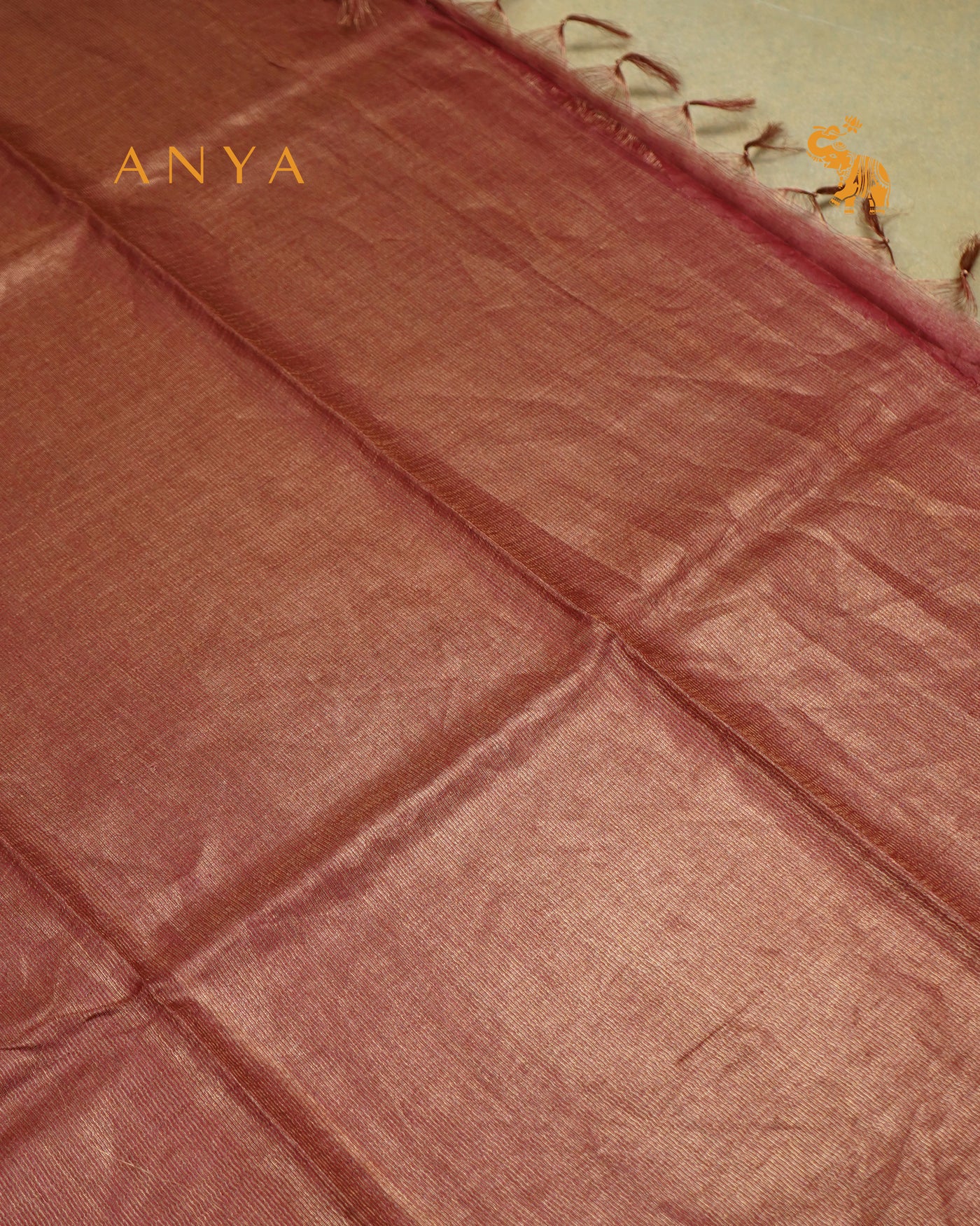 Arakku Red Tussar Silk Saree with Stripes Design