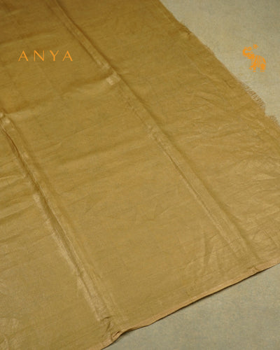 Dark Brown Tussar Silk Saree with Stripes Design