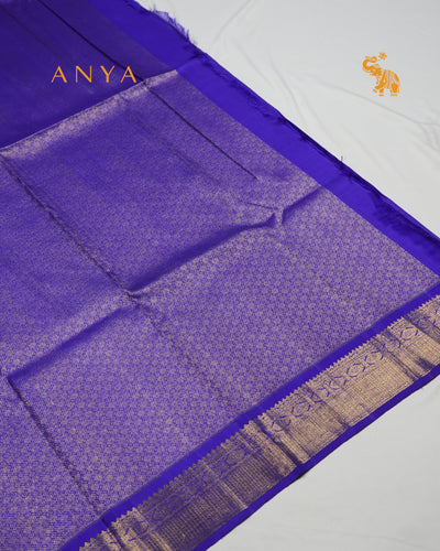 Oil Mustard Zari Checks Tussar Silk Saree with Meenakshi Blue Kanchi Silk Getti Self Pallu