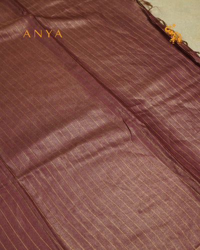 Arakku Red Tussar Silk Saree with Stripes Design