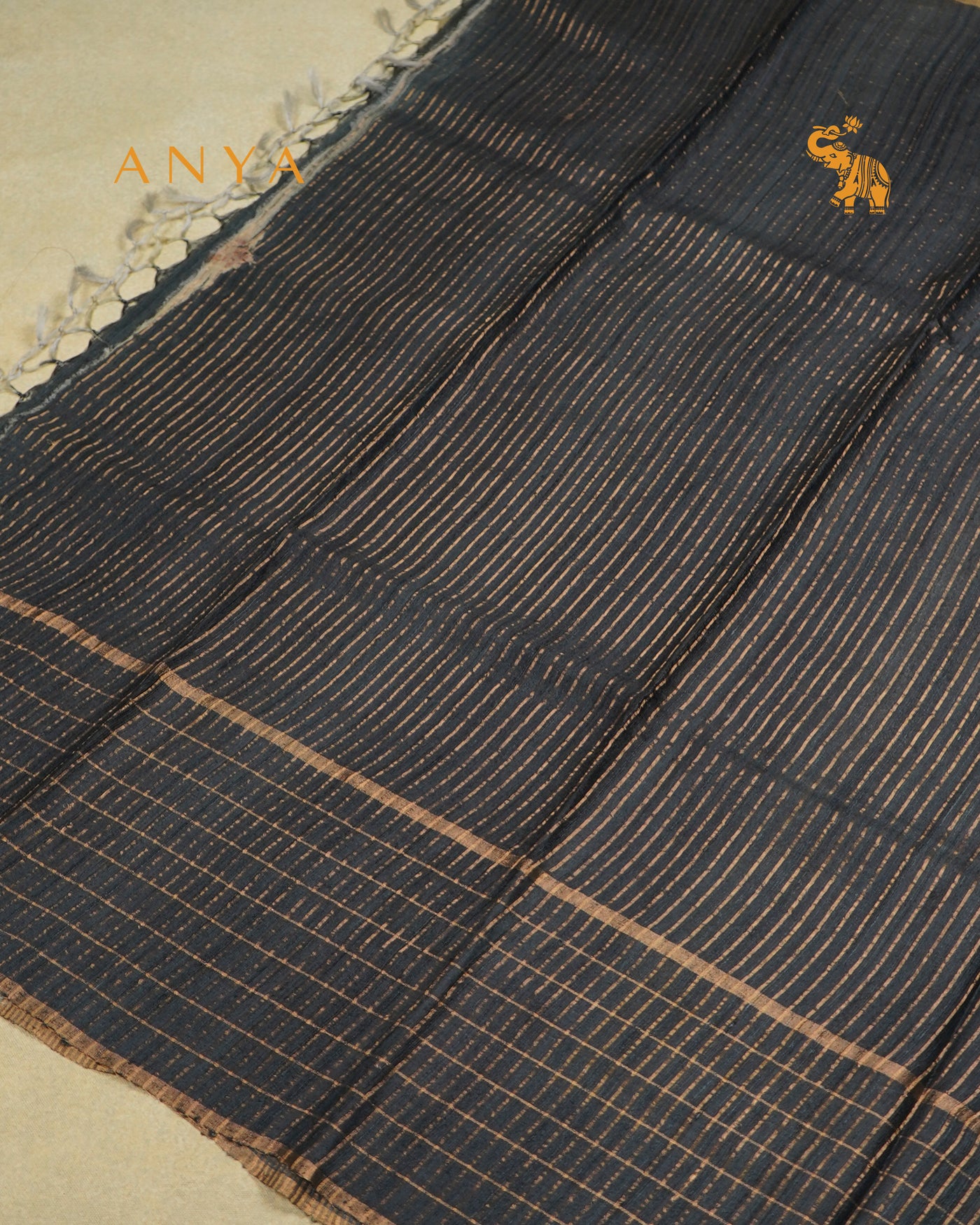 Off White Tussar Silk Saree with Floral Print Design