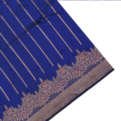 MS Blue Banarasi Silk Saree with Getty Self Pallu