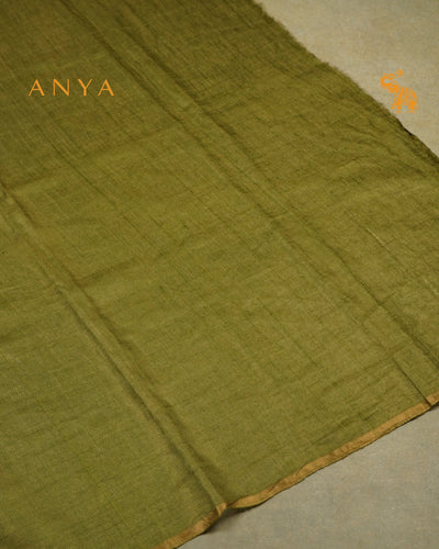 Chutney Green Tussar Silk Saree with Stripes Design