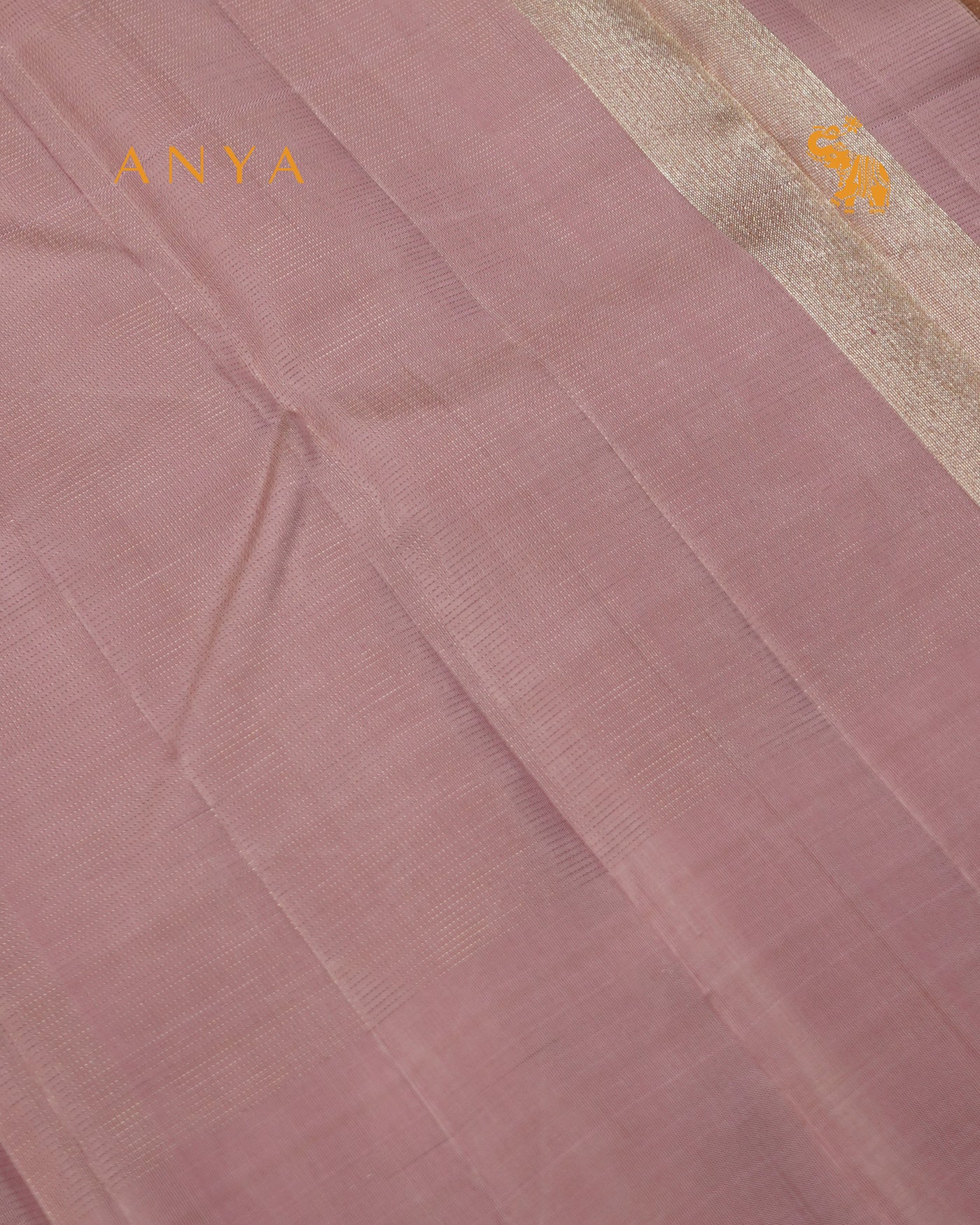 Baby Pink Kanchi Silk Saree with Small Zari Checks Design