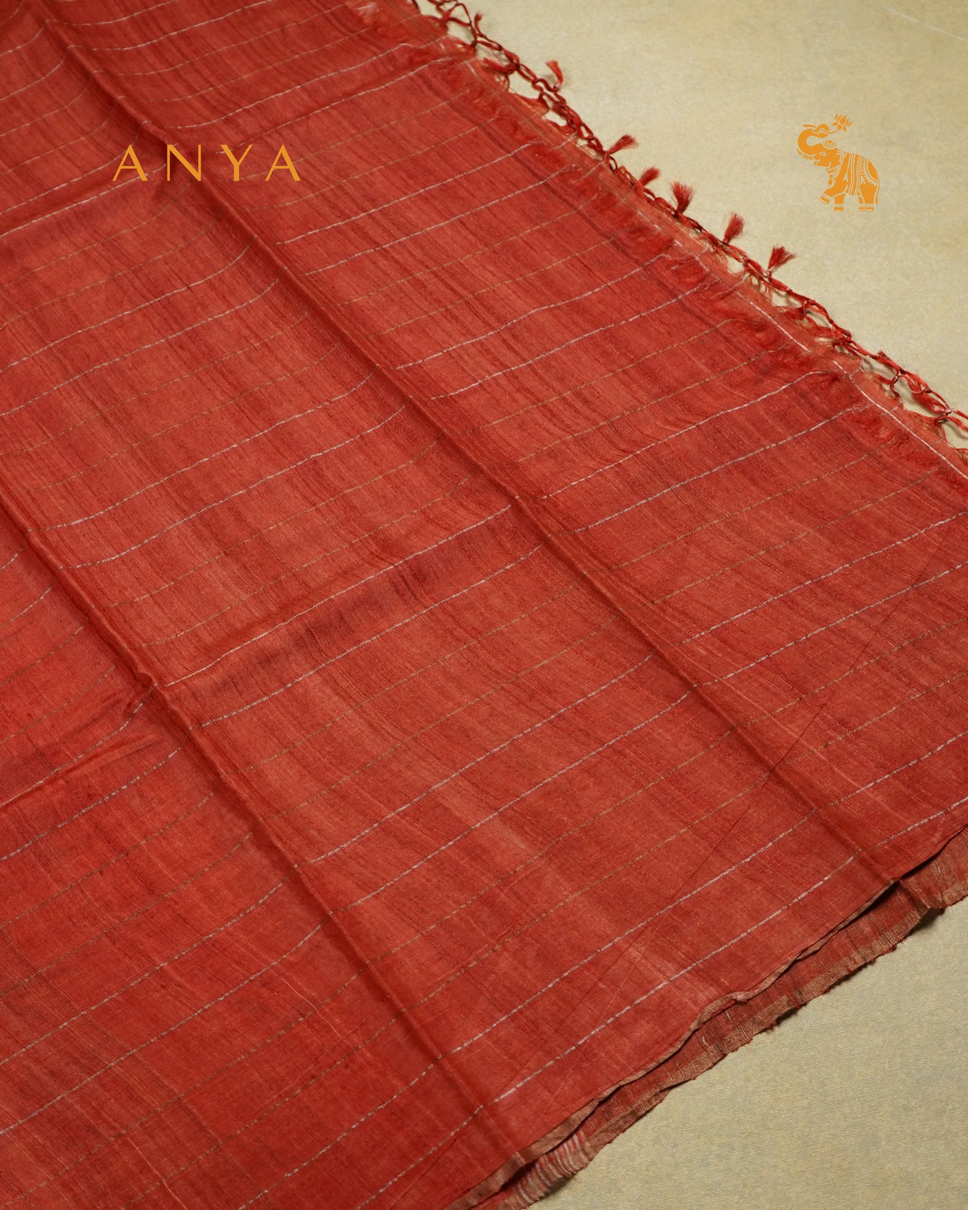 Off White Tussar Silk Saree with Floral Print and Zari Kattam Design