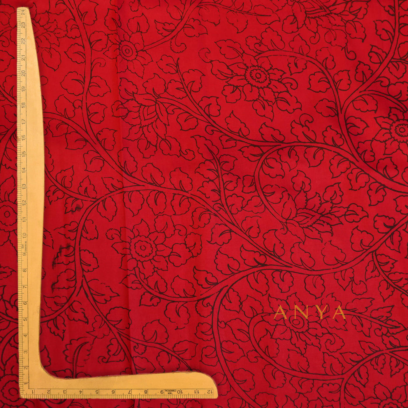 Arakku Red Pen Kalamkari Kanchi Silk Fabric