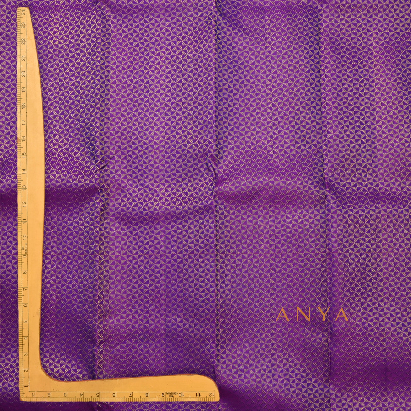 Violet Kanchi Silk Fabric with Diamond Zari Butta Design