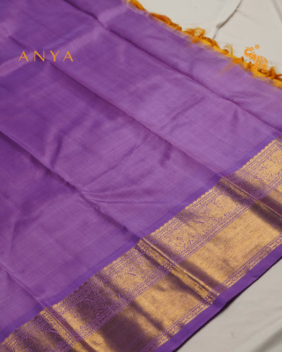 Mustard Kanchi Silk Saree with Zari Butta Design