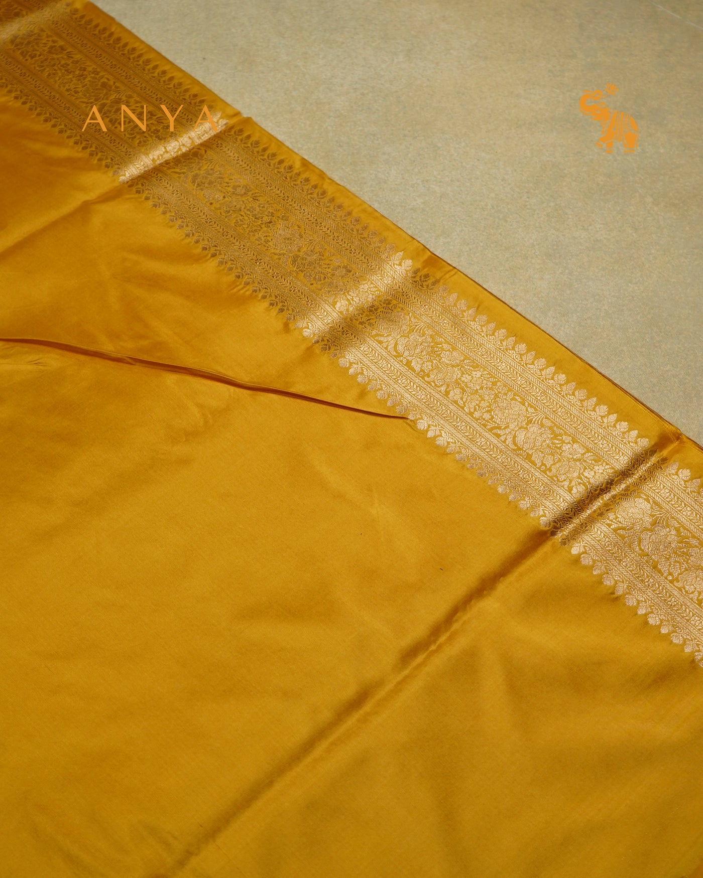 Yellow Banarasi Silk Saree with Floral Creeper Design