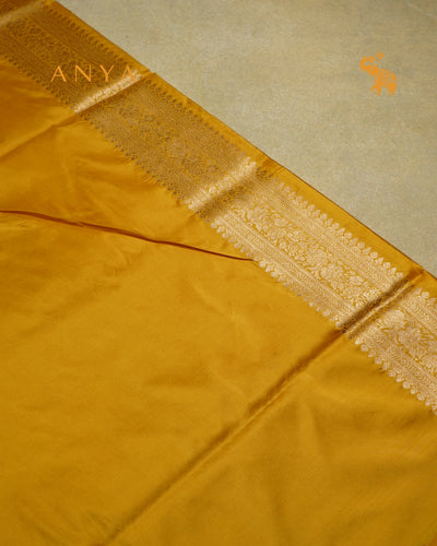 Yellow Banarasi Silk Saree with Floral Creeper Design