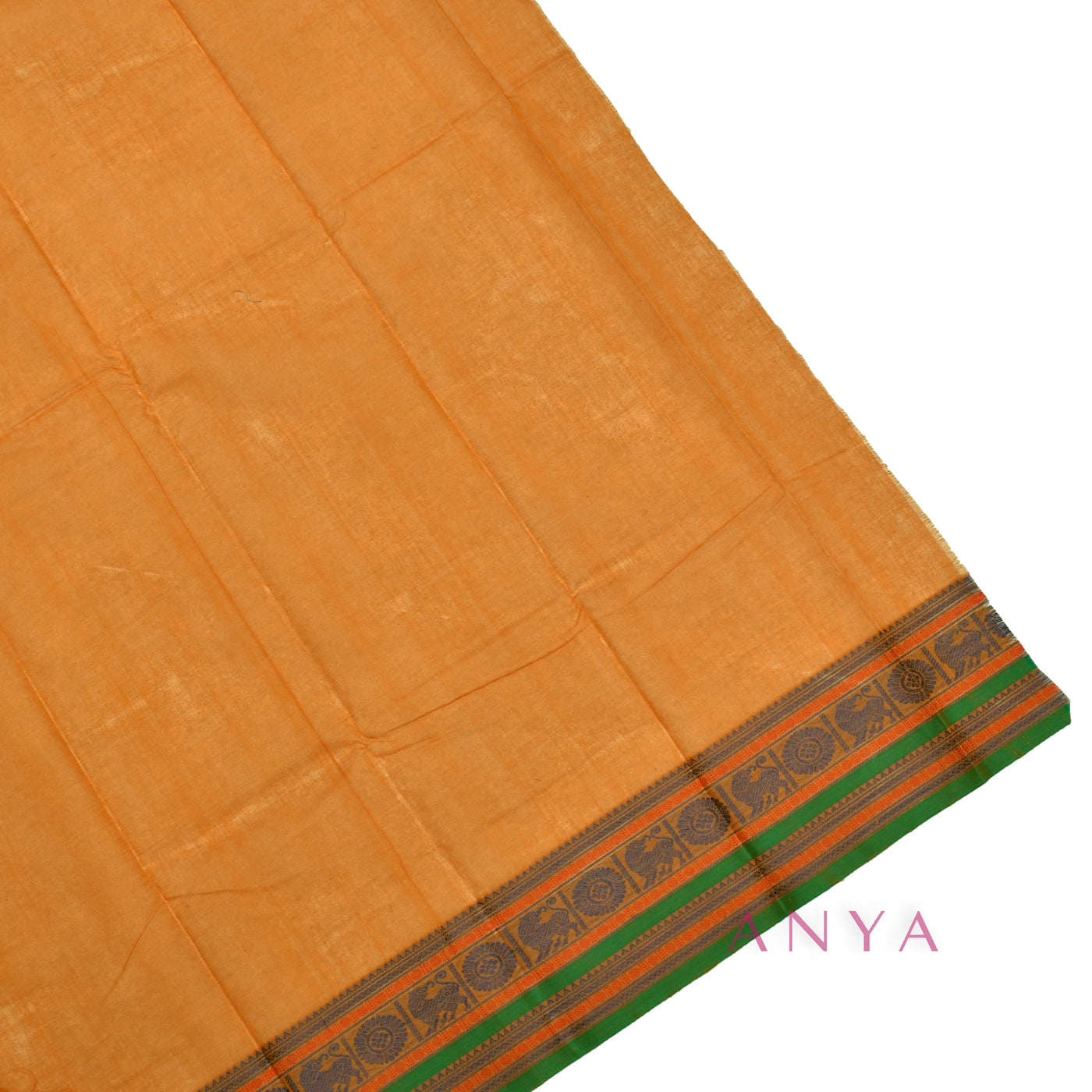 Mustard Kanchi Cotton Saree with Thread Kattam Design