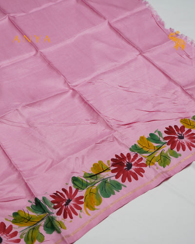 V Pakku Hand Painted Kanchi Silk Saree with Zari Butta Design