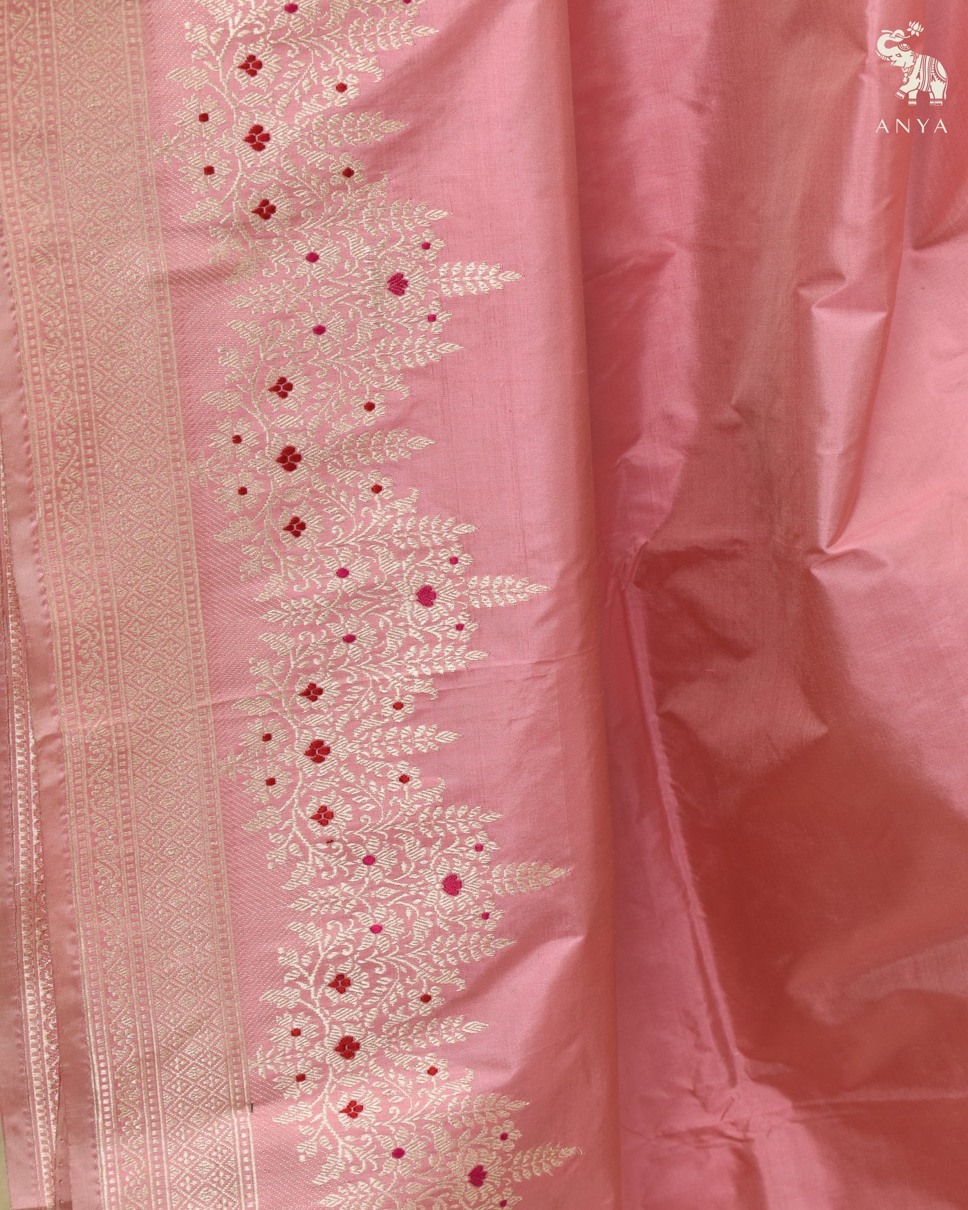 Pink Banarasi Silk Saree with Getty Self Pallu