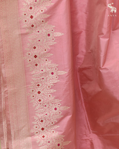 Pink Banarasi Silk Saree with Getty Self Pallu