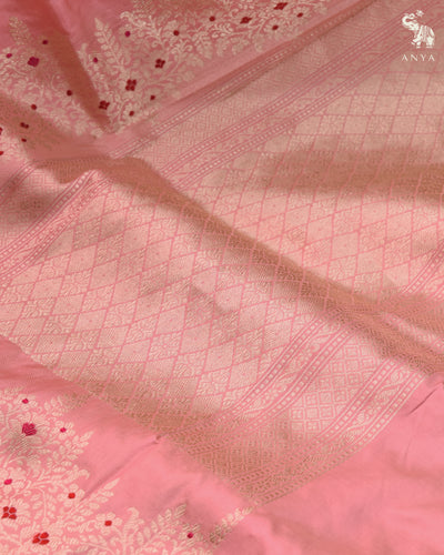 Pink Banarasi Silk Saree with Getty Self Pallu