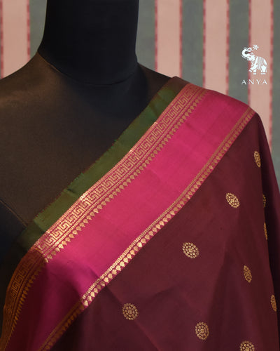 V Pakku Kanchi Classic Saree with Zari Butta Design