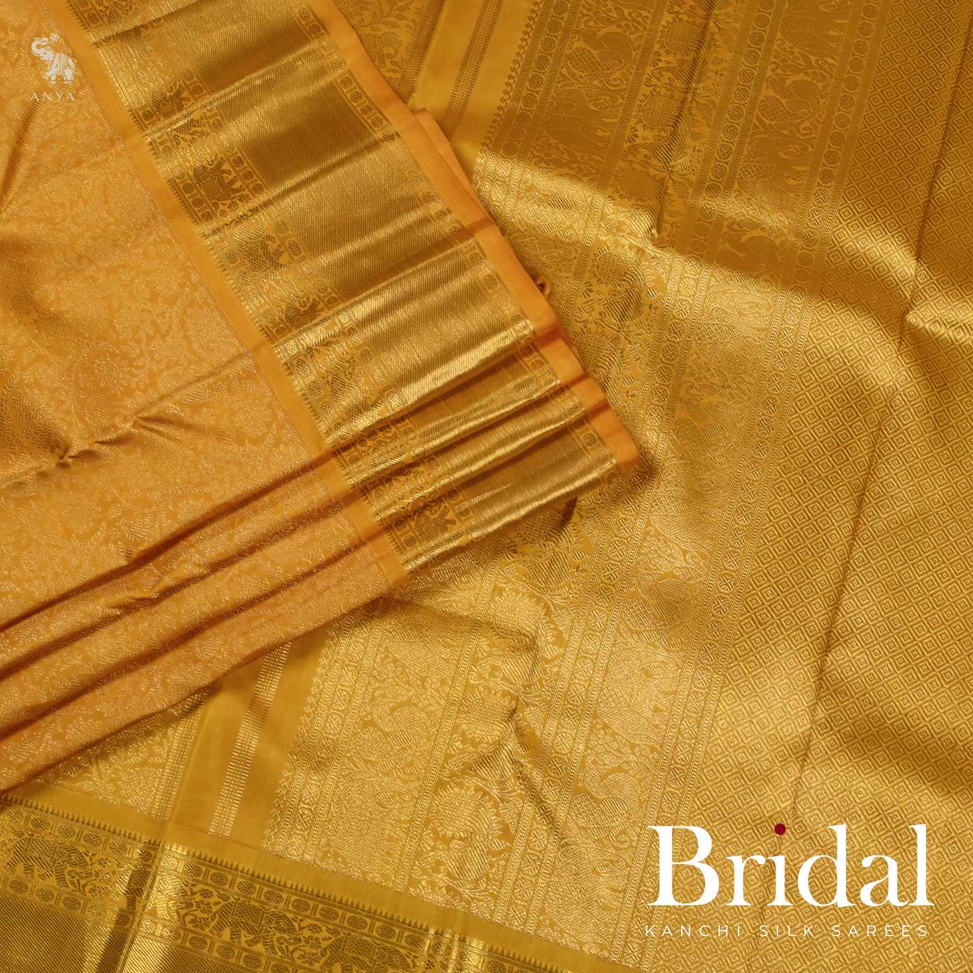 Oil Mustard Kanchipuram Silk Saree with Creeper Design