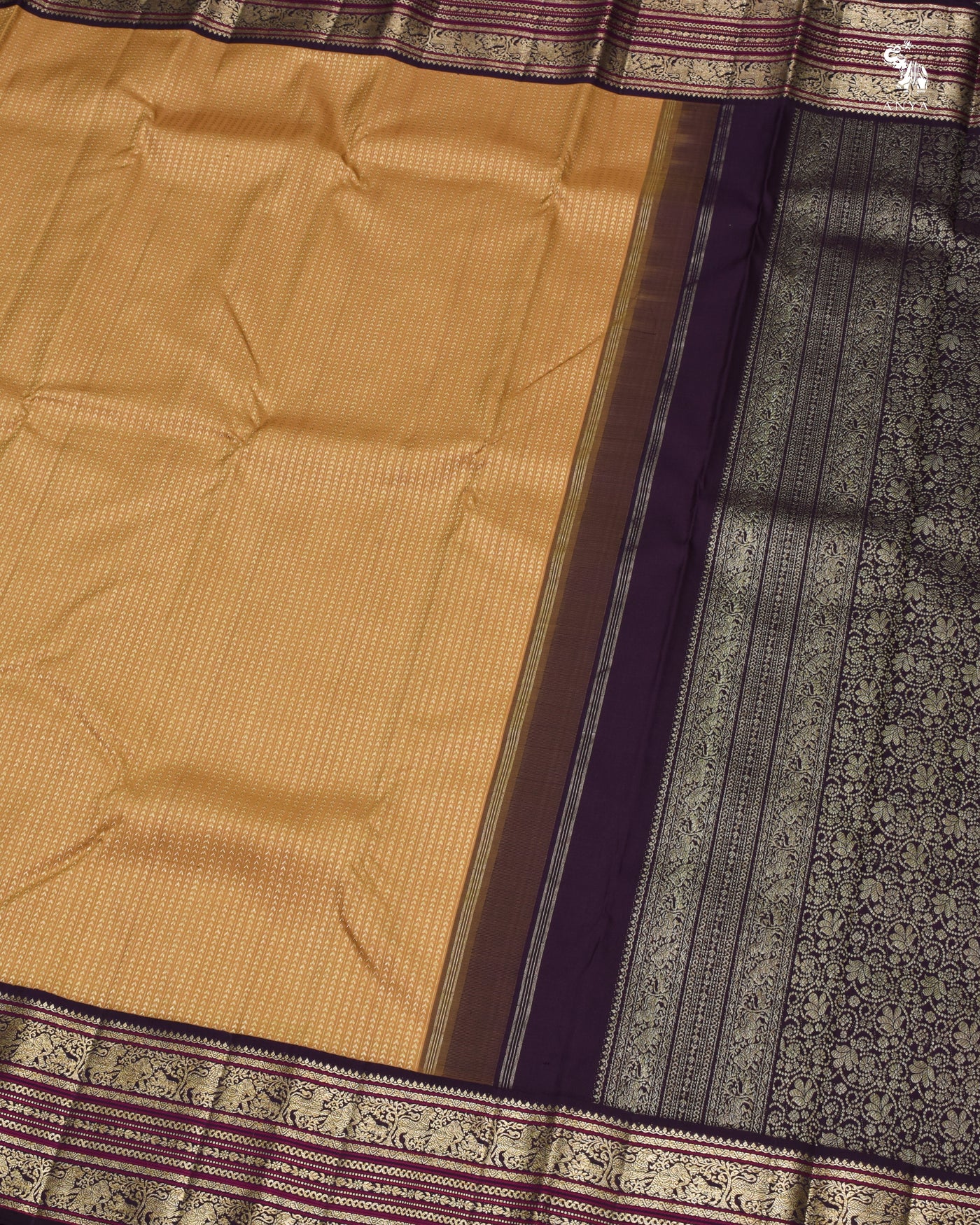 Chickoo Kanchi Classic Saree with Kathir Lines Design