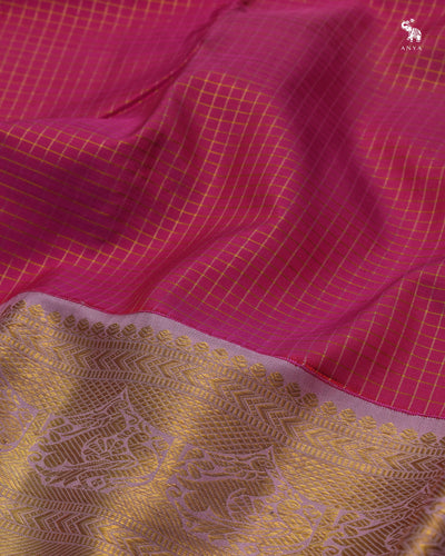 Pink Kanchi Classic Saree with Small Zari Kattam Design