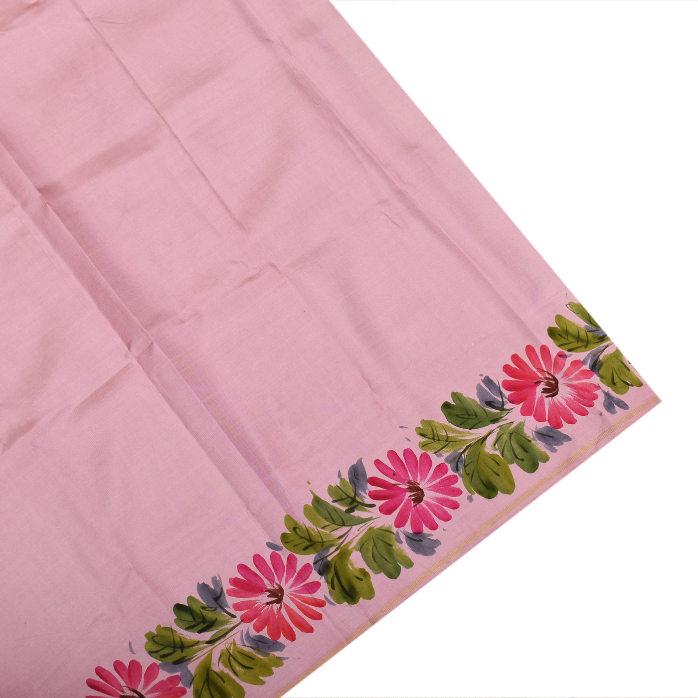 Mehandi Green Hand Painted Kanchi Silk Saree with Chain Stripes Design