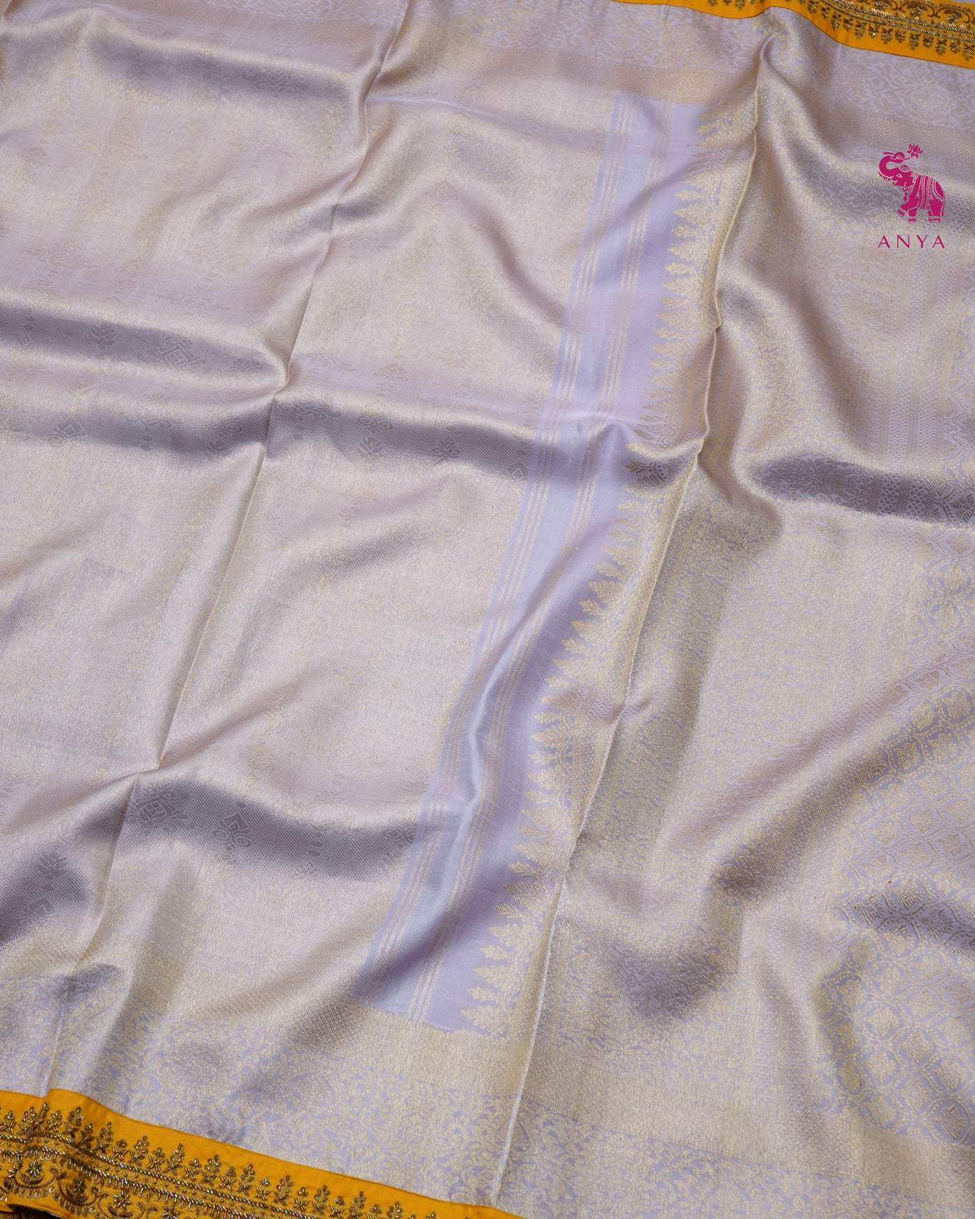 Lilac Kanchi Silk Saree with Creeper Design