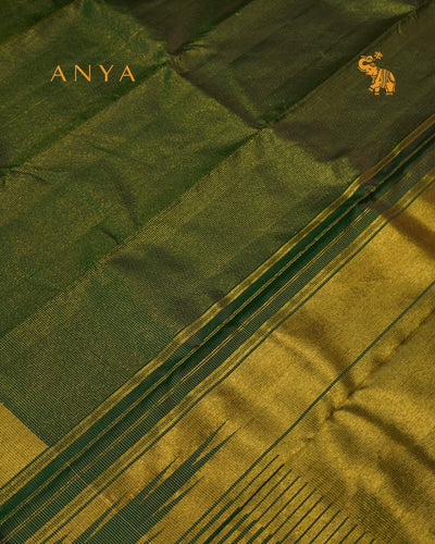 Bottle Green Kanchi Silk Saree with Small Zari Kattam Design