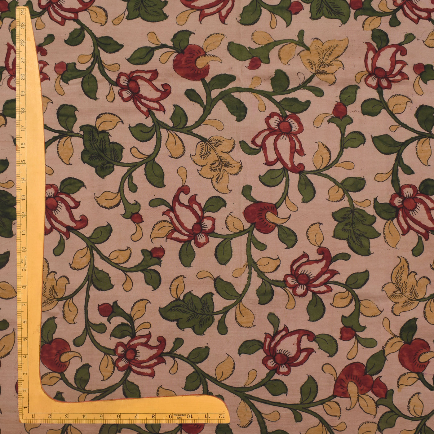 Onion Pink Pen Kalamkari Kanchi Silk Fabric