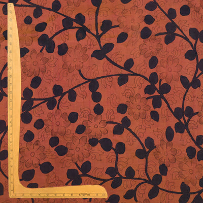 Rust Dual Tone Pen Kalamkari Kanchi Silk Fabric