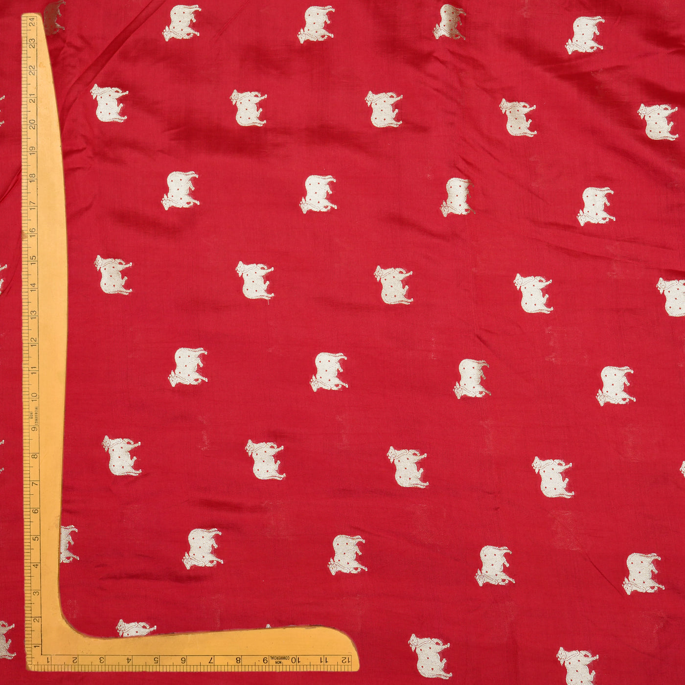 Maroon Banarasi Silk Fabric with Cow Butta Design