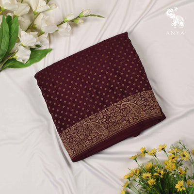 V Pakku Crepe Banarasi Silk Saree with Small Zari Butta Design