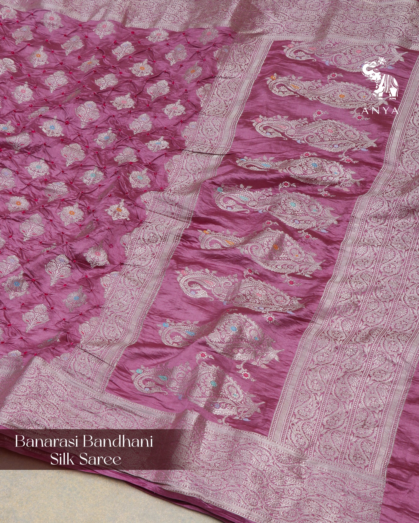 Onion Pink Bandhani Banarasi Silk Saree