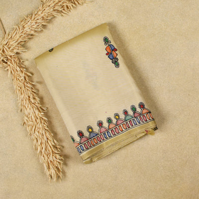 Off White Madhubani Kanchi Silk Saree