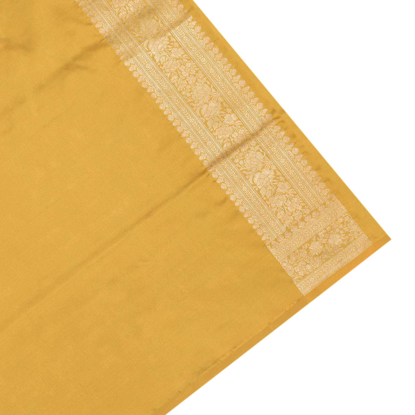 Yellow Banarasi Silk Saree with Floral Creeper Design
