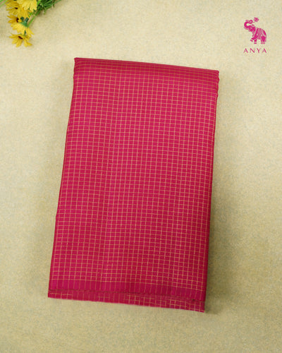 Arakku Pink Kanchi Silk Fabric with Zari Checks Design