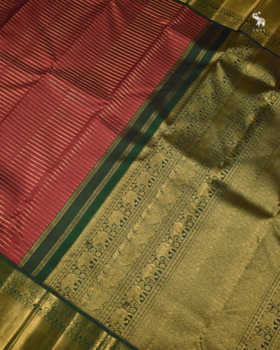 V Pakku Kanchi Silk Saree with Horizontal Kattam Design